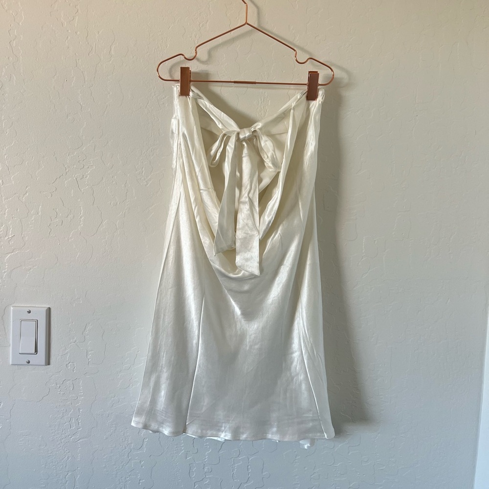 For Love And Lemons Satin Mini Dress in Ivory